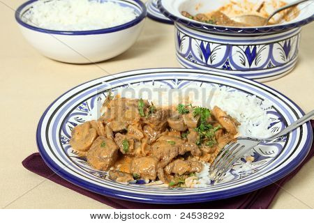 Hovězí Stroganoff jídlo vodorovně