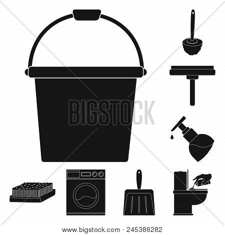 Cleaning And Maid Black Icons In Set Collection For Design. Equipment For Cleaning Vector Symbol Sto