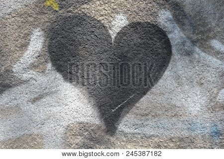 Black Heart Drawing On A Building Wall