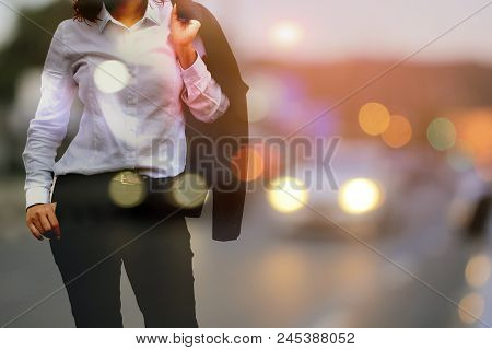Double Exposure, Urban Life And Communication In Work.