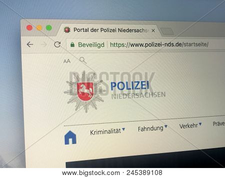 Hannover, Germany - June 15, 2018: Website Of German State Police Of Niedersachsen (german: Polizei 