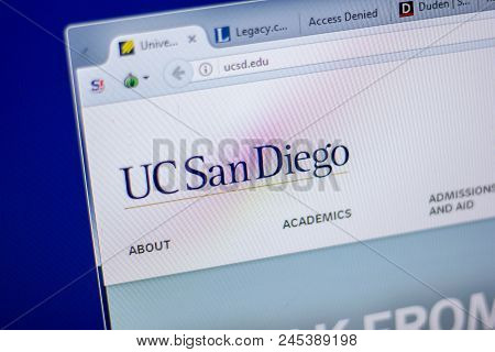 Ryazan, Russia - June 05, 2018: Homepage Of Ucsd Website On The Display Of Pc, Url - Ucsd.edu