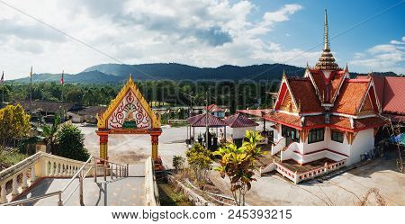 Wat Waree Banprot On Phet Kasem Road In Bang Non, Ranong District, Thailand. The Inscription At The 