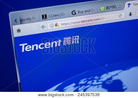 Ryazan, Russia - June 05, 2018: Homepage Of Tencent Website On The Display Of Pc, Url - Tencent.com