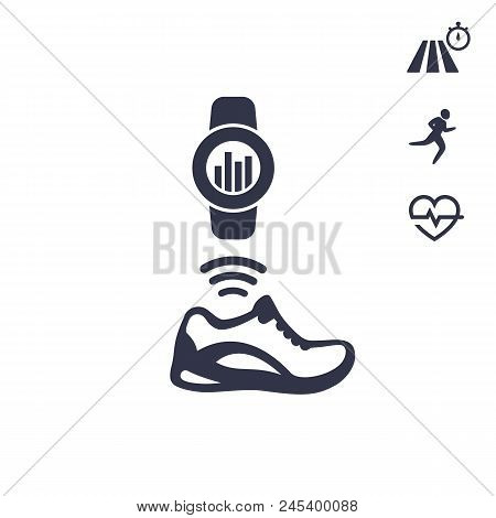 Smart Shoe, Running Training Icons On White, Eps 10 File, Easy To Edit
