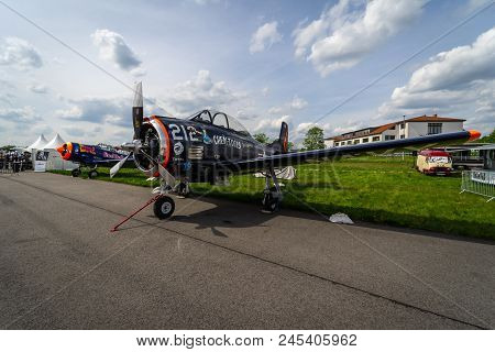 Berlin - April 27, 2018: Light Attack / Trainer Aircraft North American T-28b Trojan On The Airfield