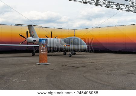 Berlin - April 27, 2018: The Concept Of An Unmanned Aerial Vehicle European Male Rpas. Joint Develop