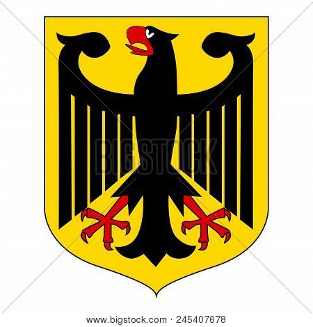 Vector Illustration German Coat Of Arms Eagle  Isolated On White Background. German Symbol, Sign