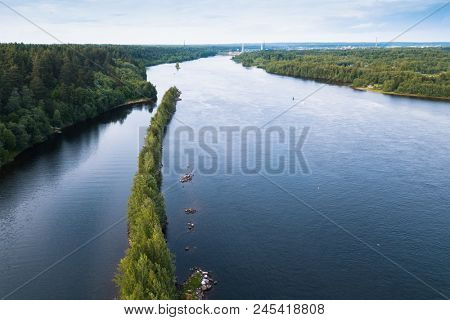 Bird's-eye view of the Svir river, from Ladoga to Onega lake, Russia.