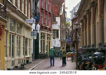 Amsterdam, Netherlands - June 25, 2017: View Of The Old Historical Buildings In Center Of Amsterdam 