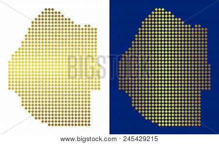 Golden Dot Swaziland Map. Vector Territorial Maps In Luxury Colors With Vertical And Horizontal Grad