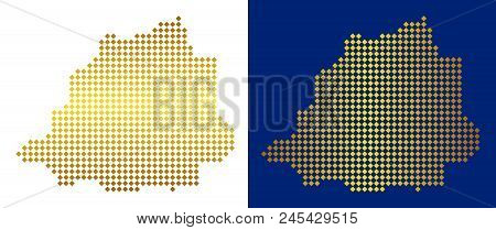 Gold Dotted Vatican Map. Vector Territory Maps In Golden Colors With Vertical And Horizontal Gradien