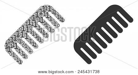 Comb Collage Icon Of Zero And Null Digits In Different Sizes. Vector Digit Symbols Are Organized Int