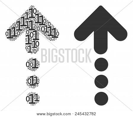 Dotted Arrow Composition Icon Of Zero And Null Digits In Randomized Sizes. Vector Digit Symbols Are 