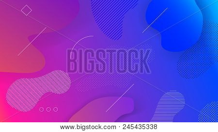 Abstract Red, Pink And Blue Gradient Background With Freeform Elements And Lines For Website