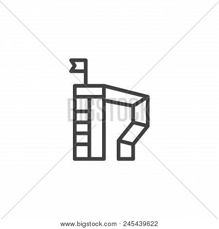 Water Park Slide Outline Icon. Linear Style Sign For Mobile Concept And Web Design. Pipe Water Slide
