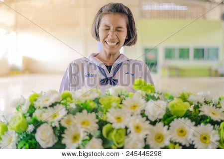 Kanchanaburi Thailand - June 14 : Unidentified Students Decorate Pedestal Tray And Flower For Give T