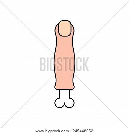 Cut Off Finger Isolated. Finger And Bone. Part Of Body Vector Illustration