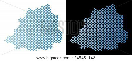Hex Tile Vatican Map. Vector Territorial Scheme In Light Blue Color With Horizontal Gradient On Whit