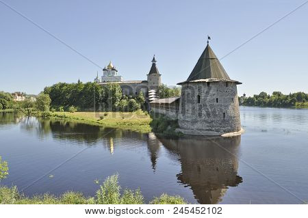 View Of The Pskov Kremlin From The Right Bank Of The River Pskova, Russia