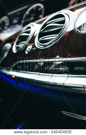 Russia, Moscow - December 12, 2017: Mercedes Benz S Class Car Dashboard.