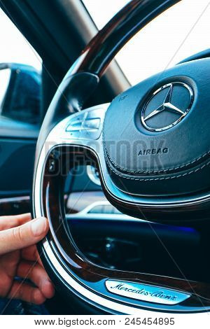 Russia, Moscow - December 12, 2017: Mercedes Benz S Class Car Interior.