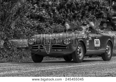 Pesaro Colle San Bartolo , Italy - May 17 - 2018 : Alfa Romeo Giulietta Sebring	1956 Old Racing Car 