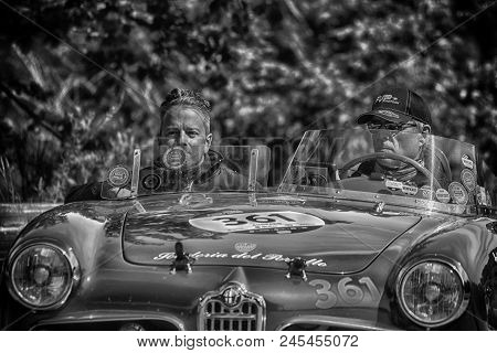 Pesaro Colle San Bartolo , Italy - May 17 - 2018 : Alfa Romeo Giulietta Sebring	1956 Old Racing Car 