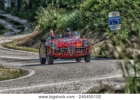 Pesaro Colle San Bartolo , Italy - May 17 - 2018 : Alfa Romeo Giulietta Sebring	1956 Old Racing Car 