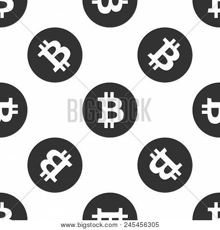 Cryptocurrency Coin Bitcoin Icon Seamless Pattern On White Background. Bitcoin For Internet Money. P