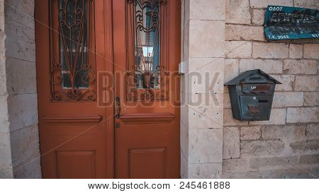 Old Wooden Door, Cyprus. Nicosia, Cyprus -  07 August 2017