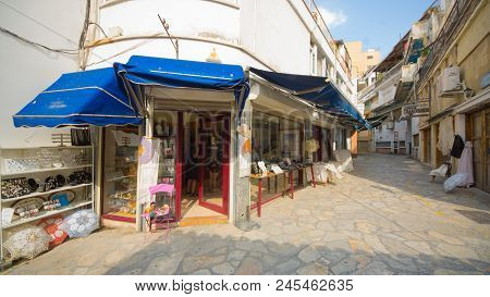 Nicosia, Northern Cyprus -august 7, 2017: Shop Street Of Old Nicosia