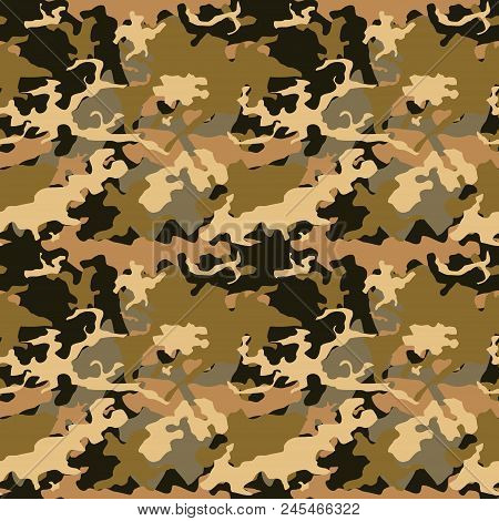 Desert Camouflage Vector Pattern - Seamless Military Camo Fashion Fabric Background.