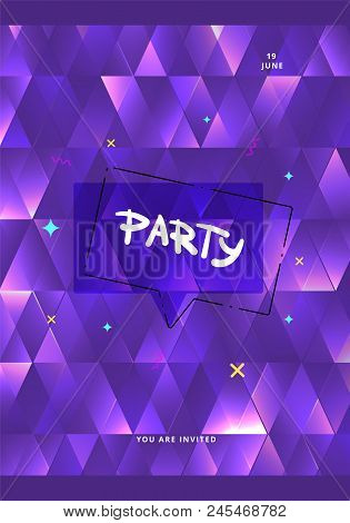 Party Banner. Vertical Flyer For Holiday Design With Speech Bubble And Geometric Decorative Elements
