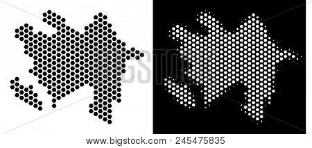 Honeycomb Azerbaijan Map. Vector Geographic Scheme In Black And White Variants. Abstract Azerbaijan 