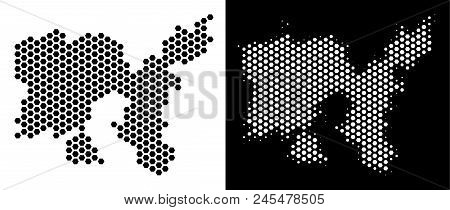 Hexagon Limnos Greek Island Map. Vector Territory Plan In Black And White Versions. Abstract Limnos 