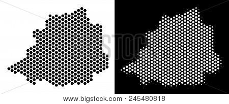 Honeycomb Vatican Map. Vector Territorial Plan In Black And White Versions. Abstract Vatican Map Com