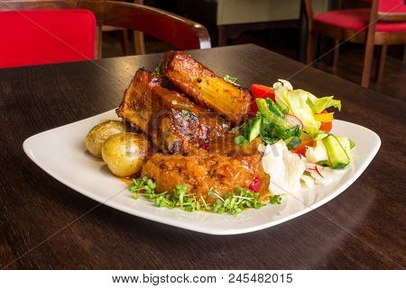 Dish With Pork Ribs And Vegetables