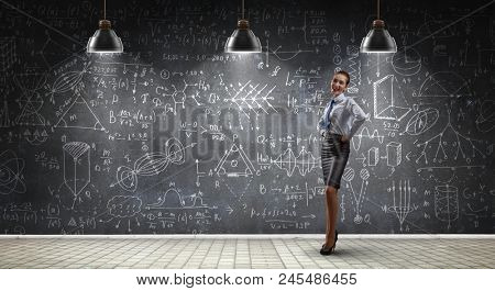 Red hair woman teacher . Mixed media