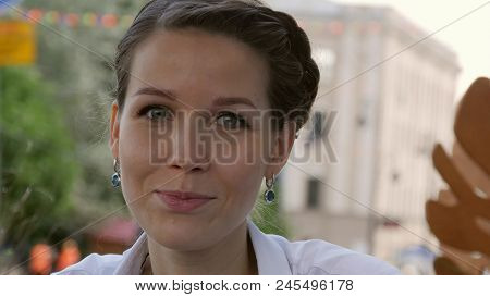 Woman Smiling In Cafe Professional Shot On Lumix Gh4 In