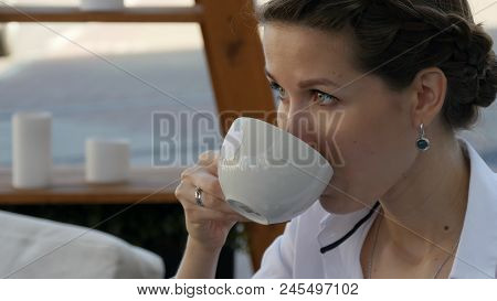 Beautiful Woman Drinking Coffee Professional Shot On Lumix Gh4 In