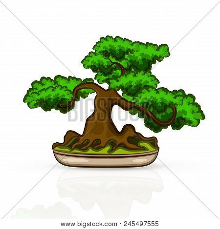 Isolated Banzai Tree Silhouette On White Background
