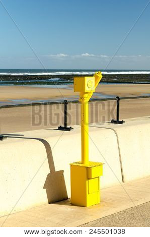 A Yellow Tourist Telescope ( Coin Operated Telescope) Situated At Redcar Esplanade, Redcar