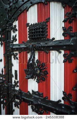 Red And White Decorations On The Doors And Window Shutters Of De Haar Castle. The Colors Are Derived