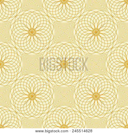 Abstract Vector Seamless Moire Pattern With Lines. Spirograph Geometric Repeating Texture.
