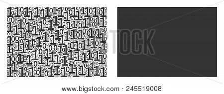 Filled Rectange Mosaic Icon Of Zero And One Symbols In Variable Sizes. Vector Digital Symbols Are Sc