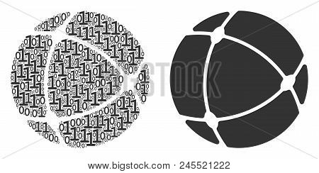 Internet Composition Icon Of One And Zero Digits In Different Sizes. Vector Digits Are Scattered Int