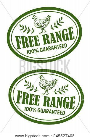 Free Range Hand Drawn Chicken Rubber Stamps, Vector