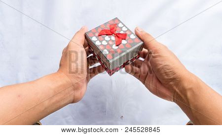 Gift Happy Box For Surprise On White Color Background