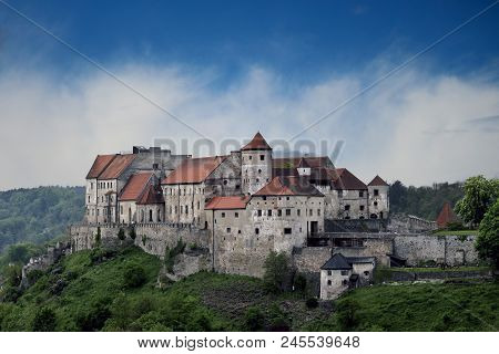 Burghausen Castle Built In The Bavarian Town Of Burghausen On The Border With Austria, The Longest C
